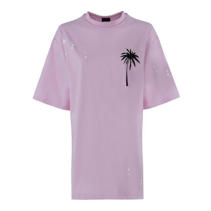 Vestido elegante estilo camiseta de algodón rosa con estampado exclusivo de Comme Des Fuckdown