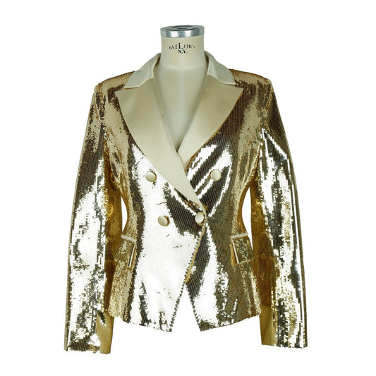 Chaqueta amarilla cruzada con lentejuelas elegante de Elisabetta Franchi