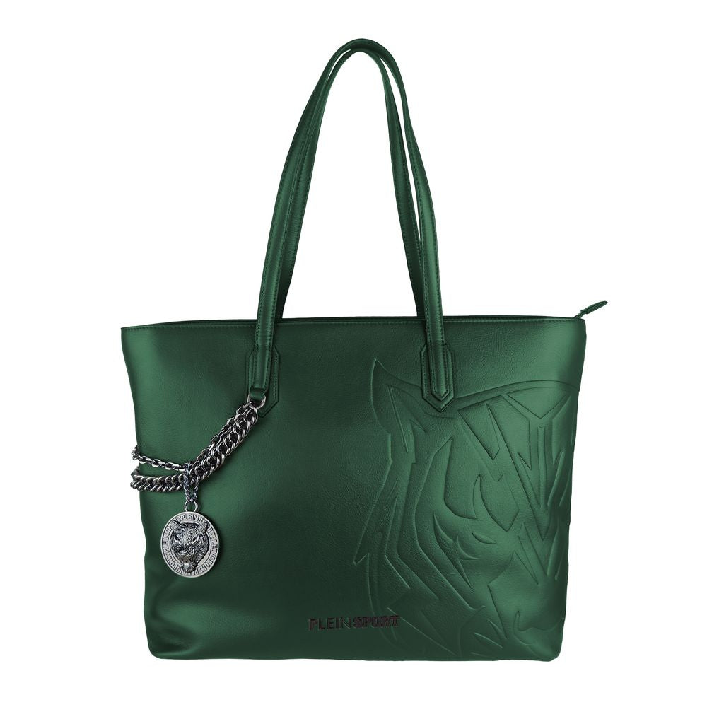 Bolso de hombro Plein Sport Eco-Chic verde oscuro con detalle de cadena