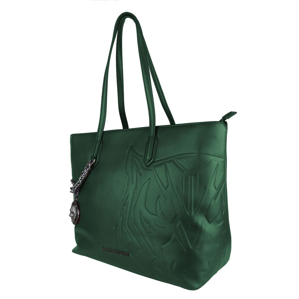 Bolso de hombro Plein Sport Eco-Chic verde oscuro con detalle de cadena