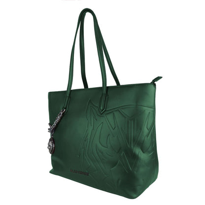 Bolso de hombro Plein Sport Eco-Chic verde oscuro con detalle de cadena