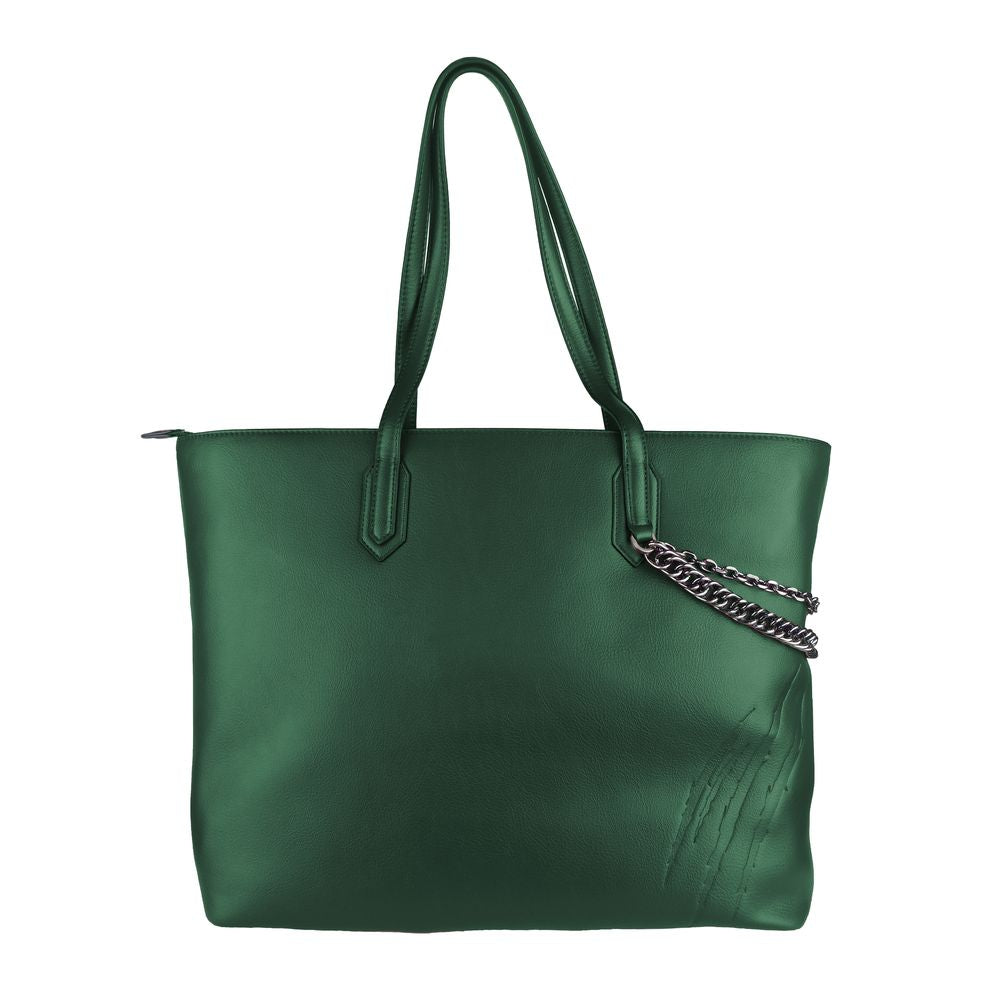 Bolso de hombro Plein Sport Eco-Chic verde oscuro con detalle de cadena