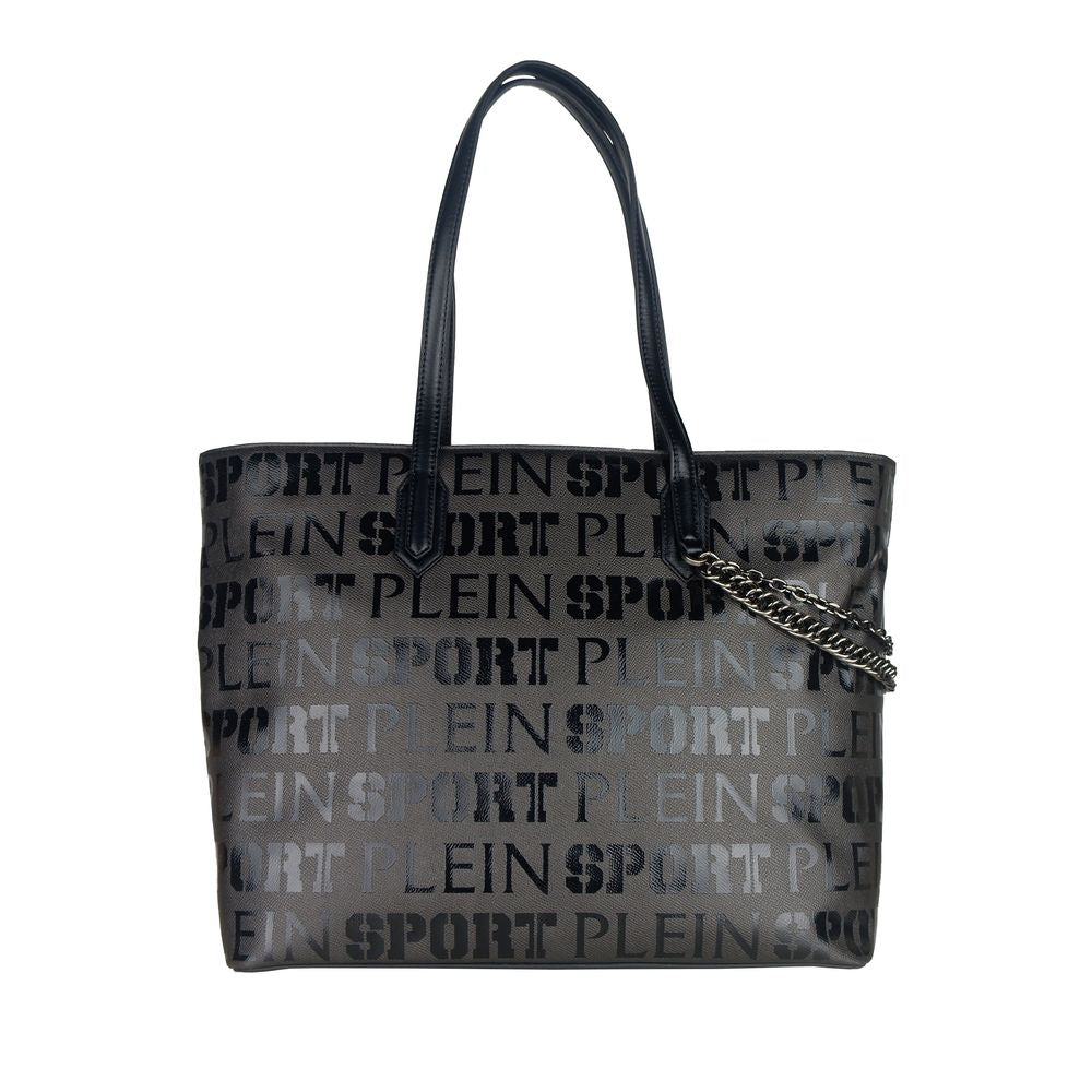 Bolso de compras elegante de diseño negro con estampado de logotipo de Plein Sport