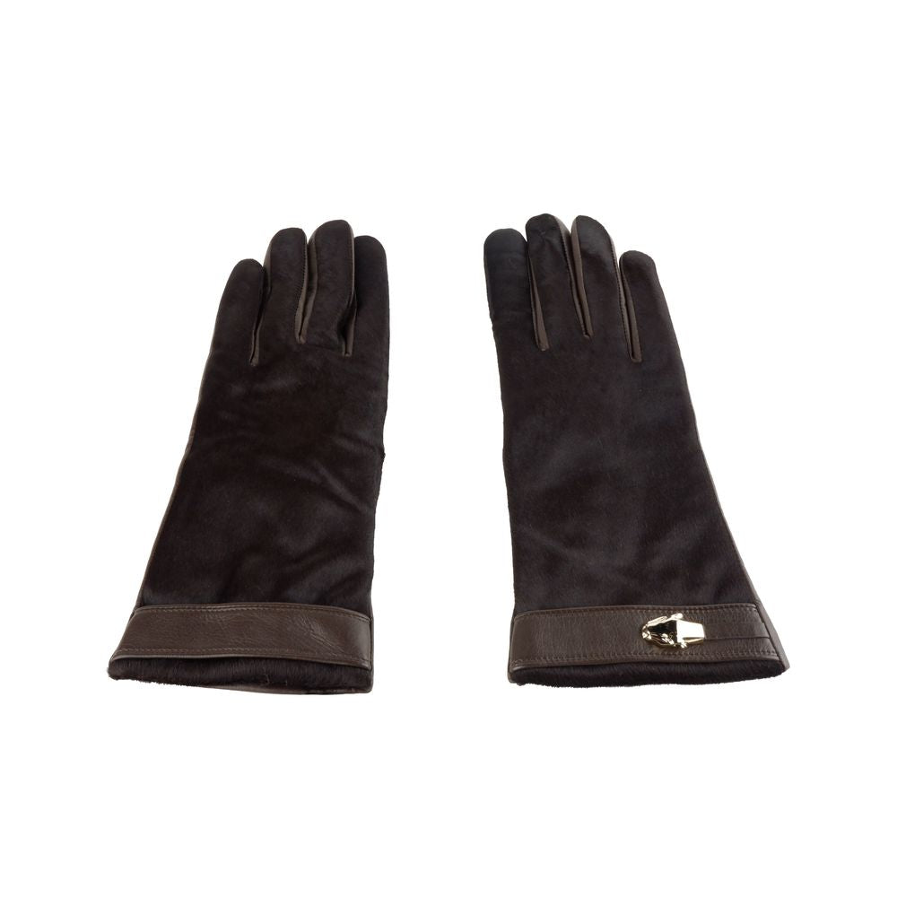 Guantes elegantes de color marrón oscuro para damas de la marca Cavalli Class