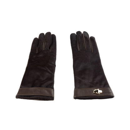 Guantes elegantes de color marrón oscuro para damas de la marca Cavalli Class