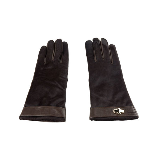 Guantes elegantes de color marrón oscuro para damas de la marca Cavalli Class