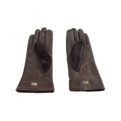 Guantes elegantes de color marrón oscuro para damas de la marca Cavalli Class