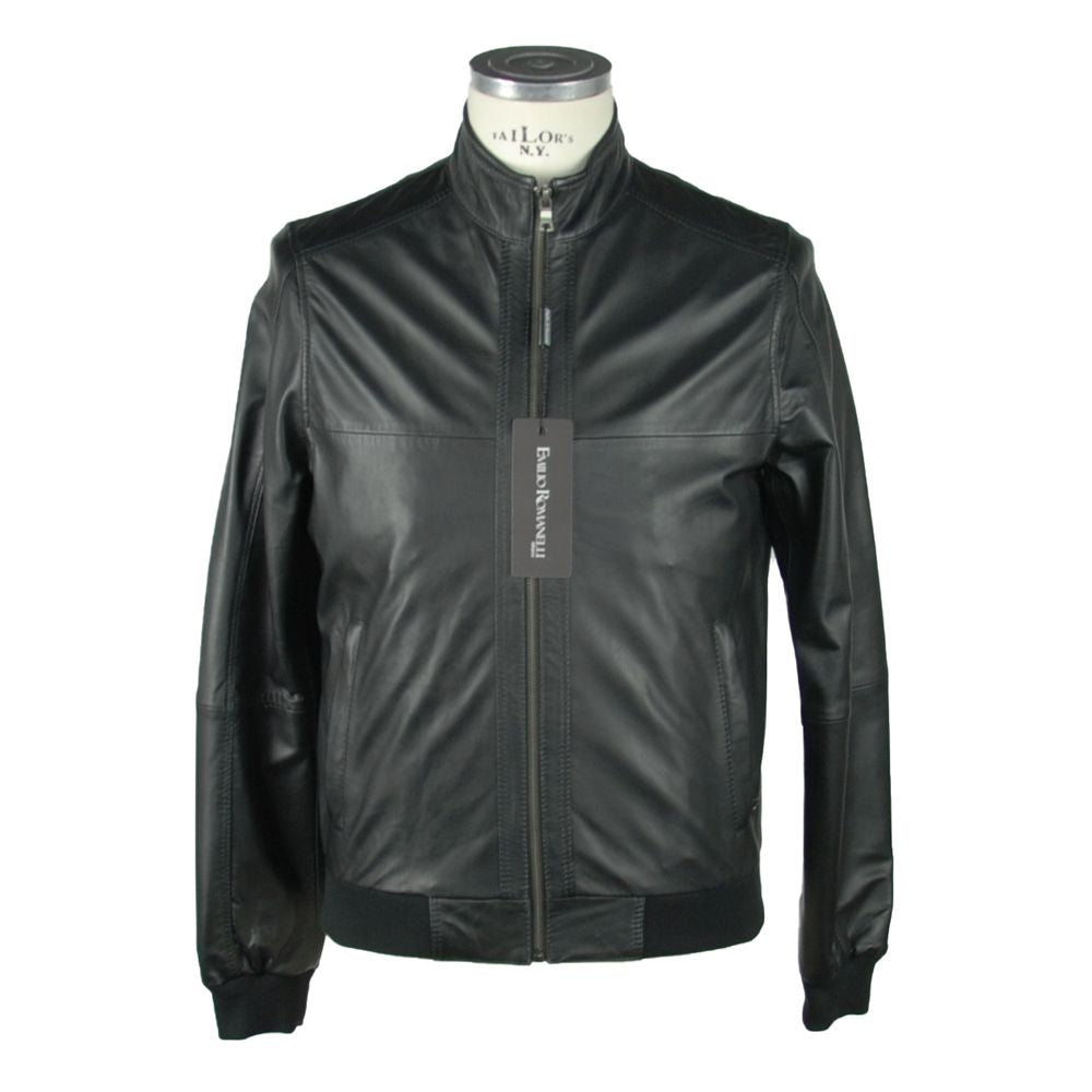 Chaqueta de cuero negra elegante para hombre de Emilio Romanelli