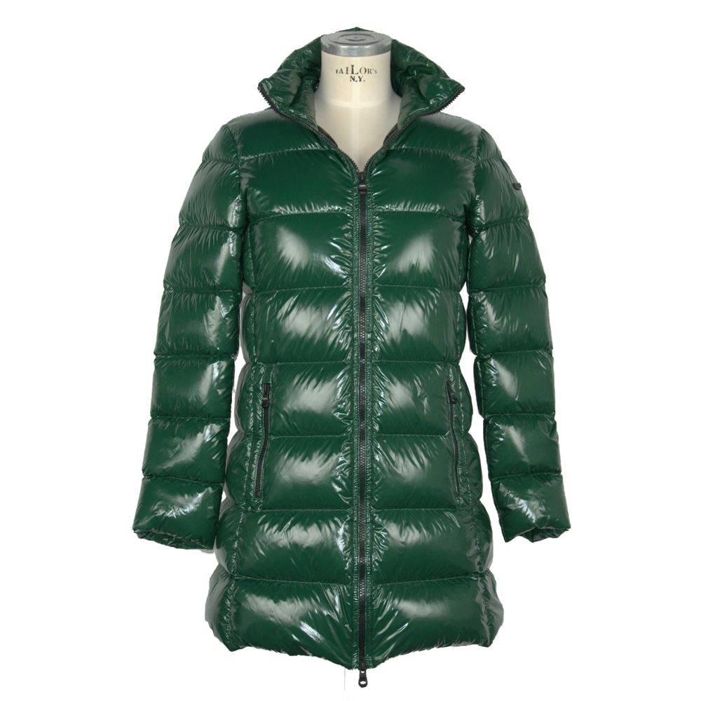 Chaqueta larga de plumas elegante y brillante de Refrigiwear: manténgase abrigado y elegante