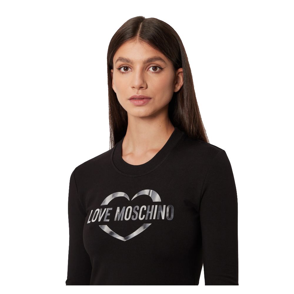 Vestido elegante de mezcla de algodón con el logotipo de Love Moschino