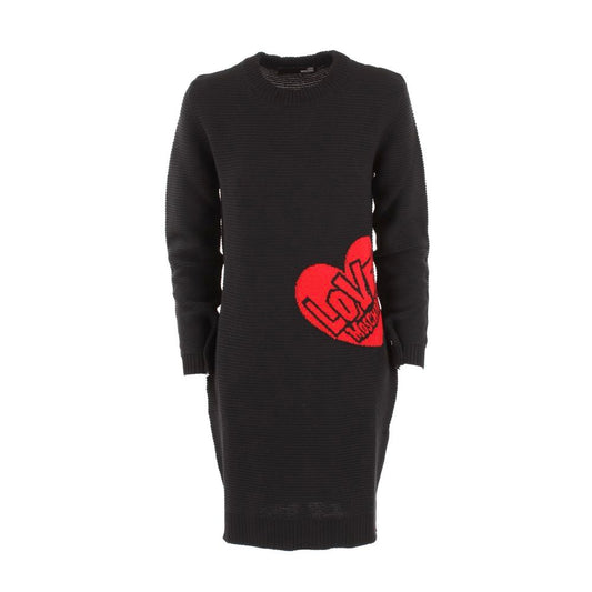 Vestido de punto de mezcla de lana con estampado de corazones chic de Love Moschino