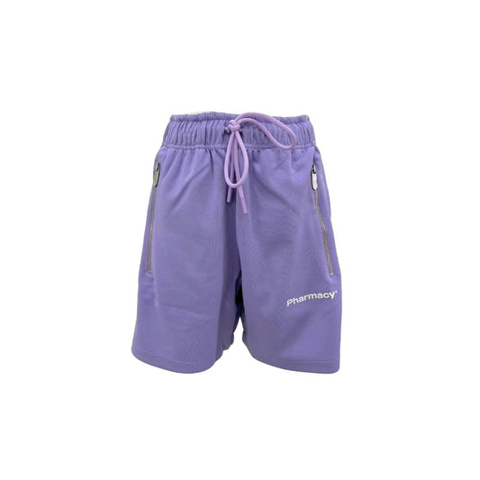 Bermudas elegantes de color morado con rayas laterales para uso farmacéutico