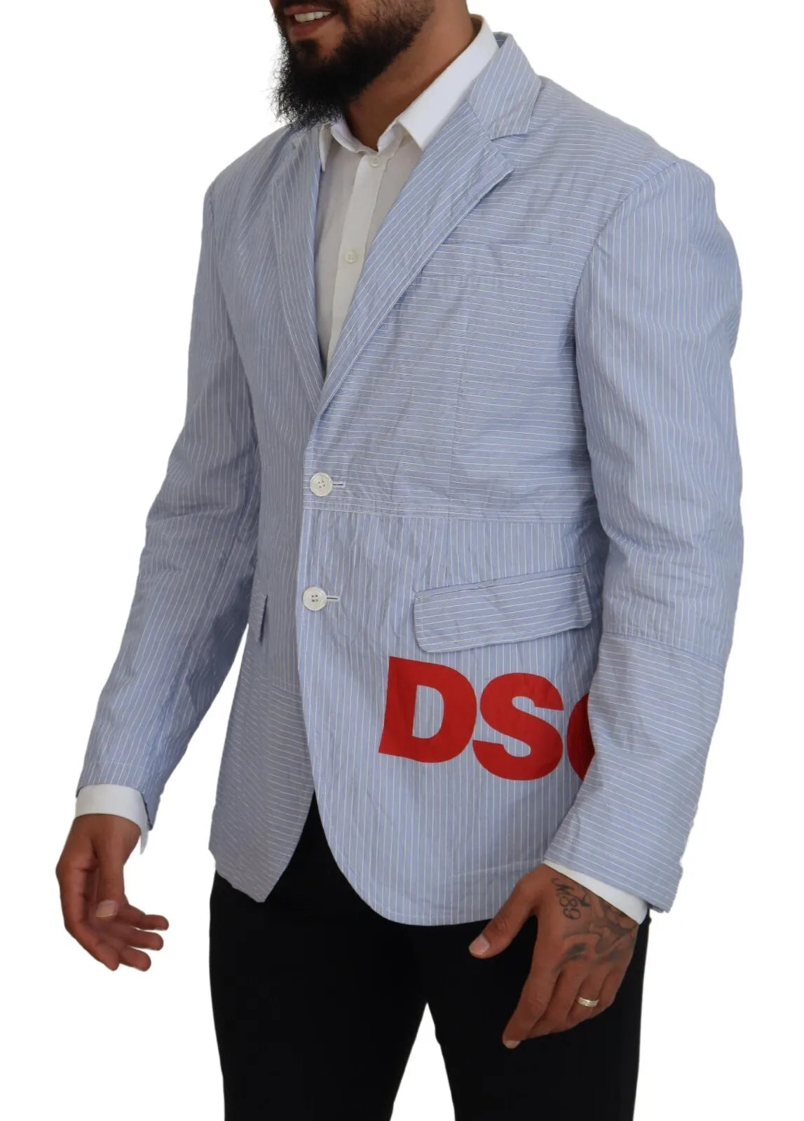 Blazer formal de botonadura sencilla con rayas azules de Dsquared²