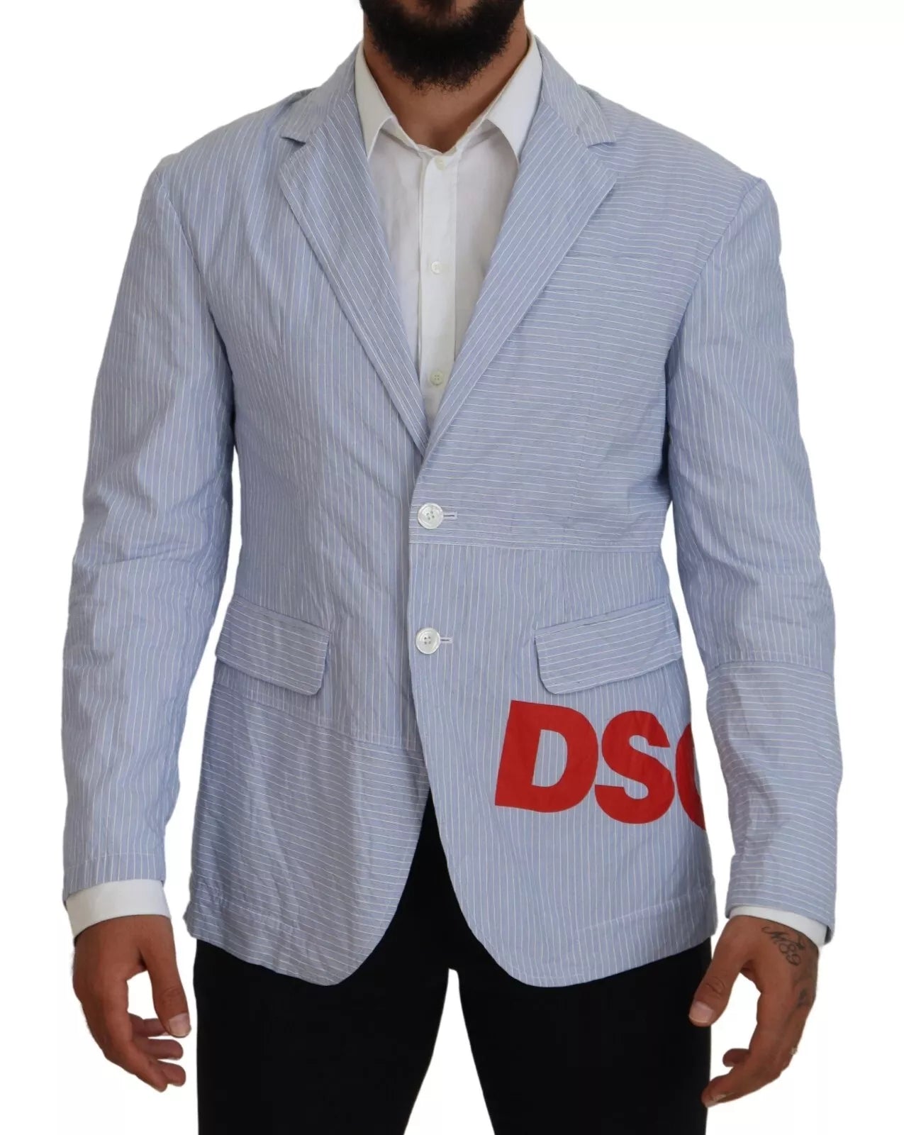 Blazer formal de botonadura sencilla con rayas azules de Dsquared²