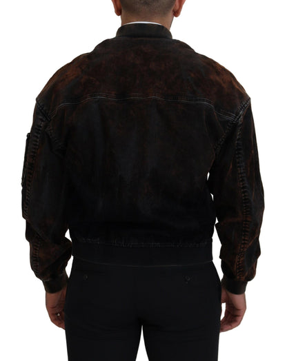 Chaqueta bomber de algodón marrón con bolsillos y cremallera en las mangas de Dsquared²