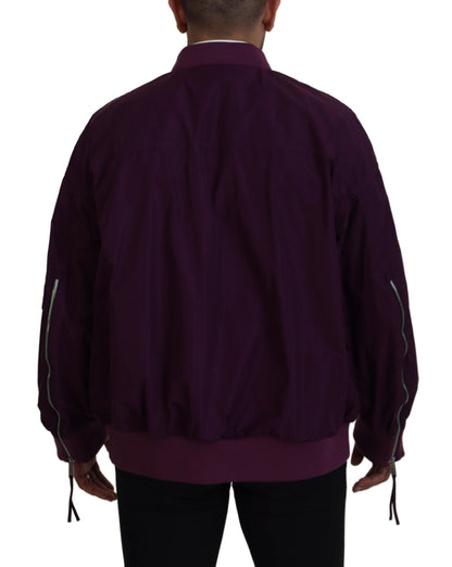 Chaqueta bomber de poliéster con cremallera completa en color morado de Dsquared²