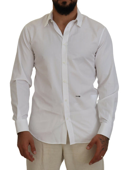 Camisa formal de manga larga con cuello de algodón blanco de Dsquared²