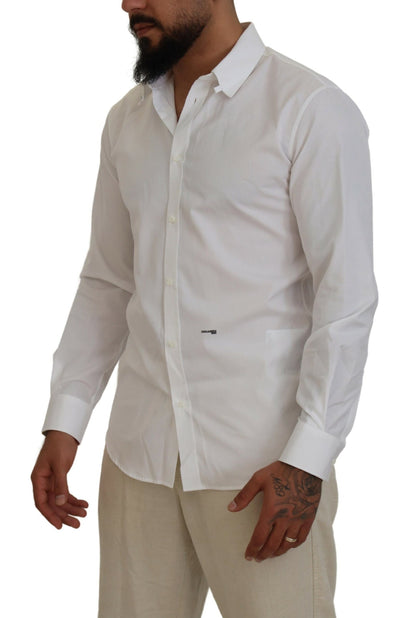 Camisa formal de manga larga con cuello de algodón blanco de Dsquared²