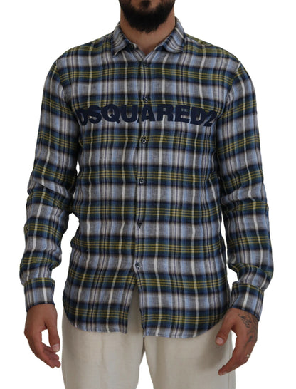 Camisa casual de manga larga para hombre con cuadros multicolor de Dsquared²