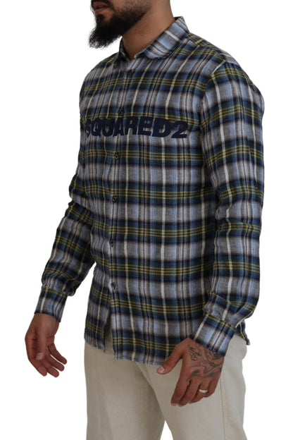 Camisa casual de manga larga para hombre con cuadros multicolor de Dsquared²