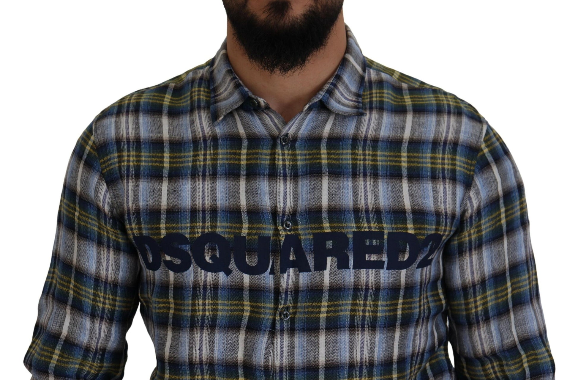 Camisa casual de manga larga para hombre con cuadros multicolor de Dsquared²