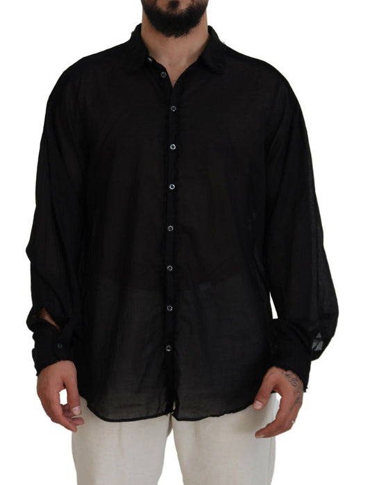 Camisa formal de manga larga con cuello de algodón negro de Dsquared²