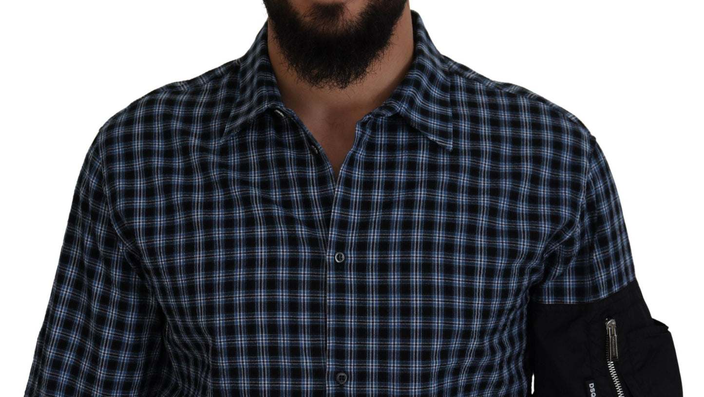 Camisa de manga larga para hombre con cuadros negros y multicolor de Dsquared²