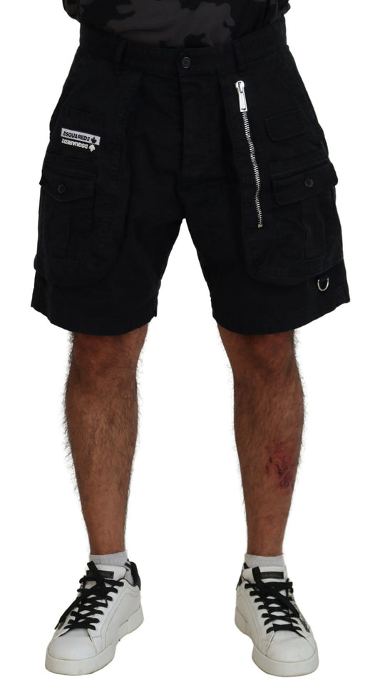 Shorts tipo bóxer cargo de algodón negro por encima de la rodilla de Dsquared²