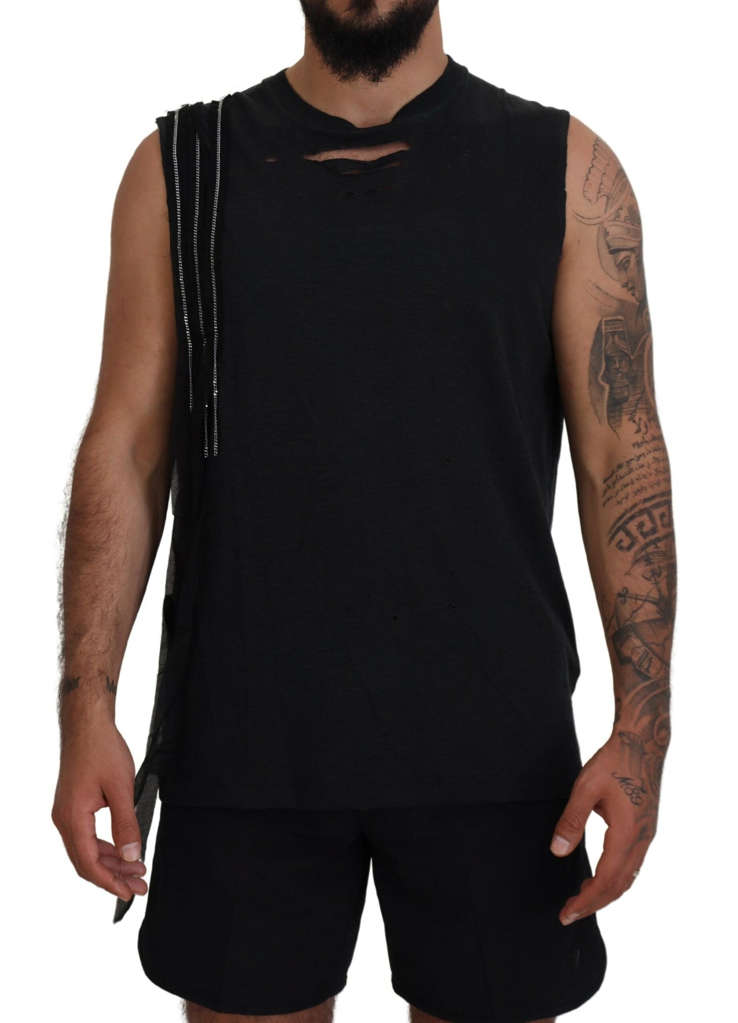 Camiseta sin mangas con adornos de cadena negra para hombre de Dsquared²