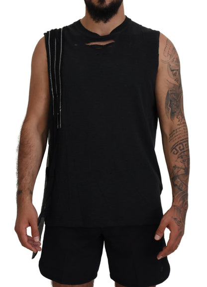 Camiseta sin mangas con adornos de cadena negra para hombre de Dsquared²