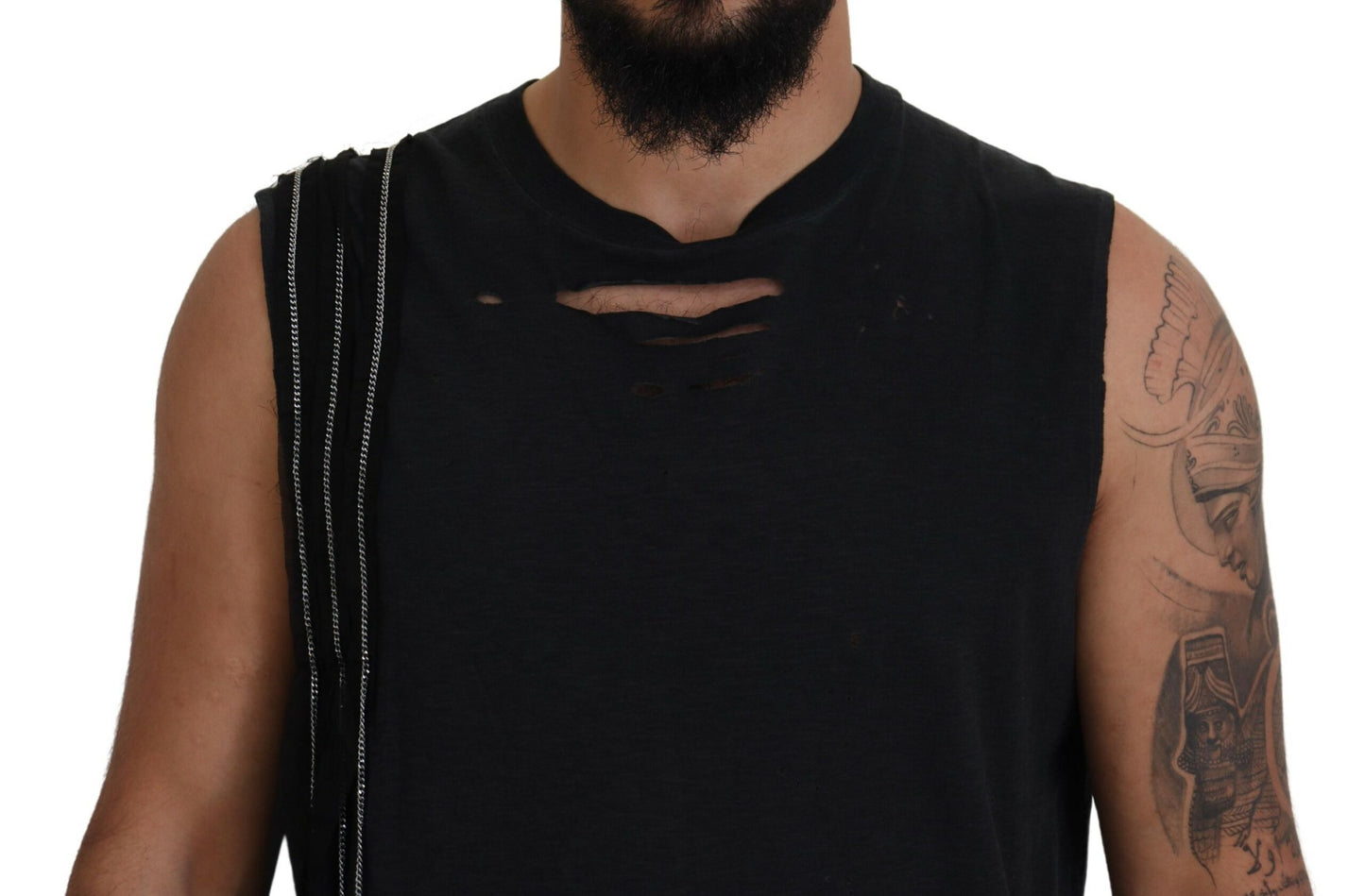 Camiseta sin mangas con adornos de cadena negra para hombre de Dsquared²