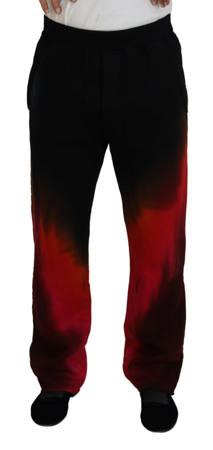 Pantalones casuales de algodón con estampado de logotipo en rojo y negro de Dsquared²