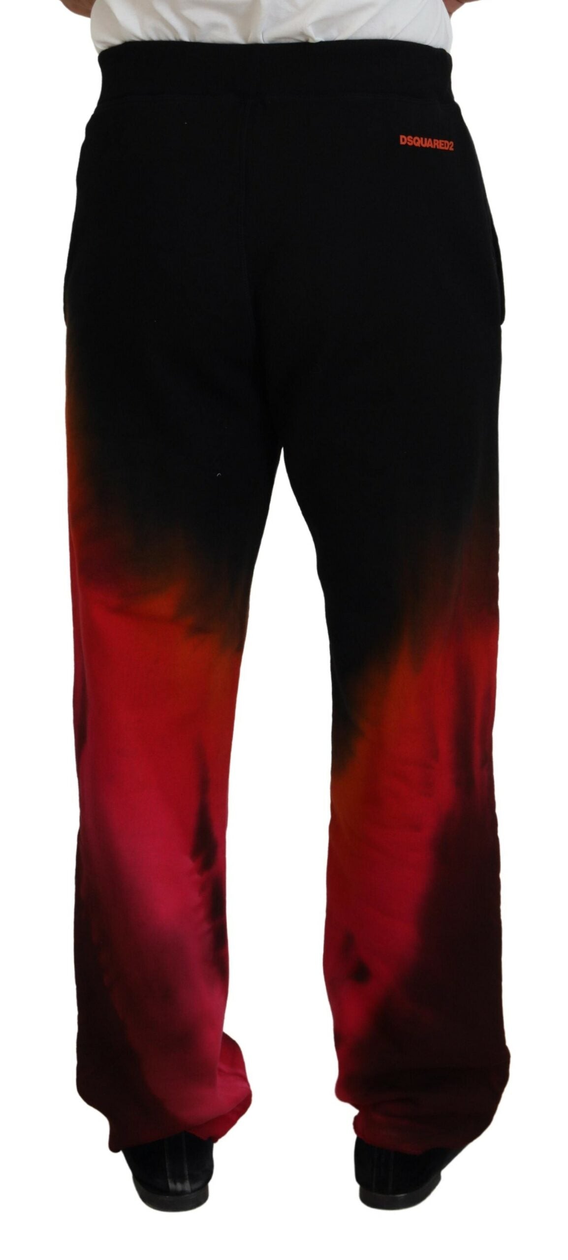 Pantalones casuales de algodón con estampado de logotipo en rojo y negro de Dsquared²