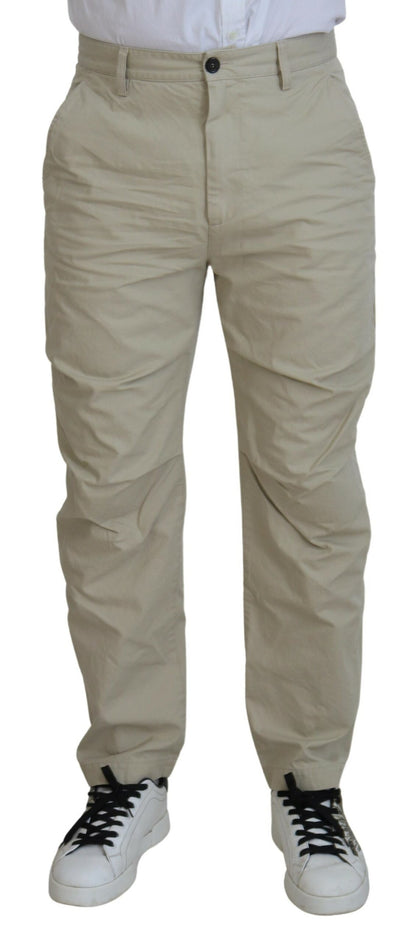 Pantalones casuales de corte recto en algodón beige para hombre de Dsquared²