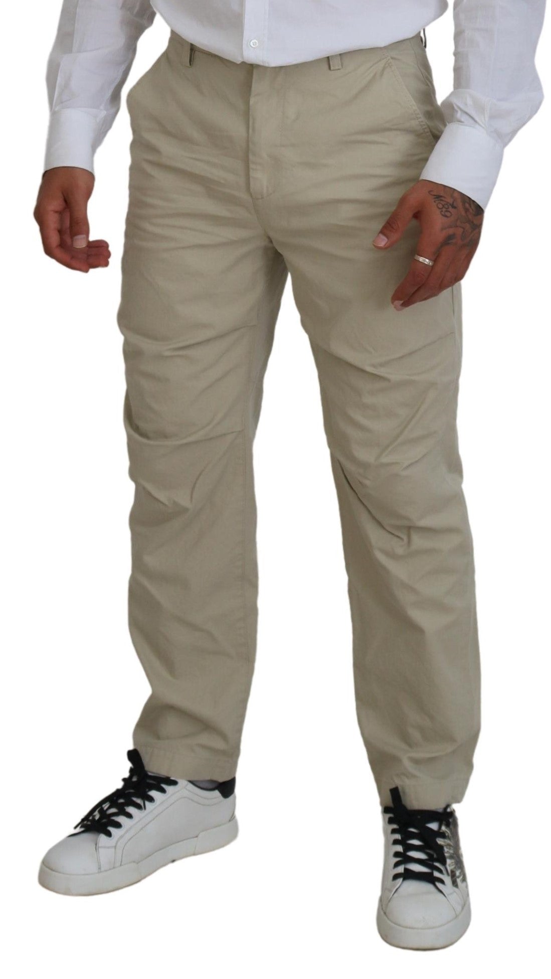 Pantalones casuales de corte recto en algodón beige para hombre de Dsquared²