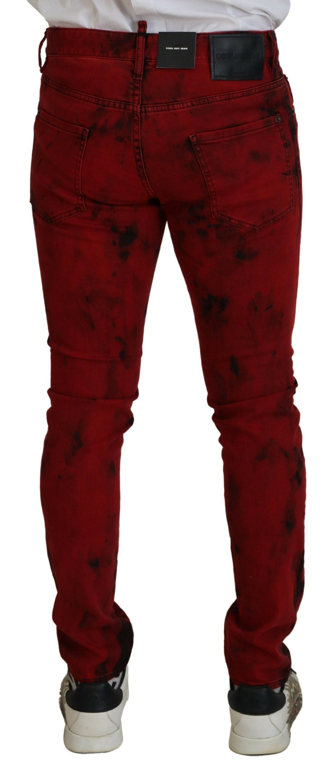 Vaqueros ajustados informales con efecto tie-dye en algodón rojo de Dsquared² para hombre