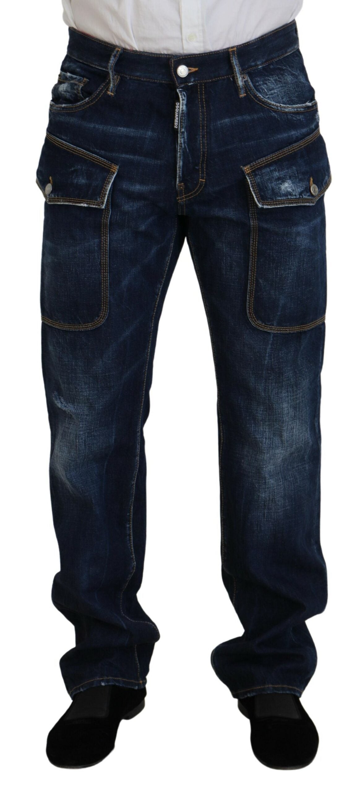 Vaqueros cargo informales de algodón lavado azul para hombre de Dsquared²