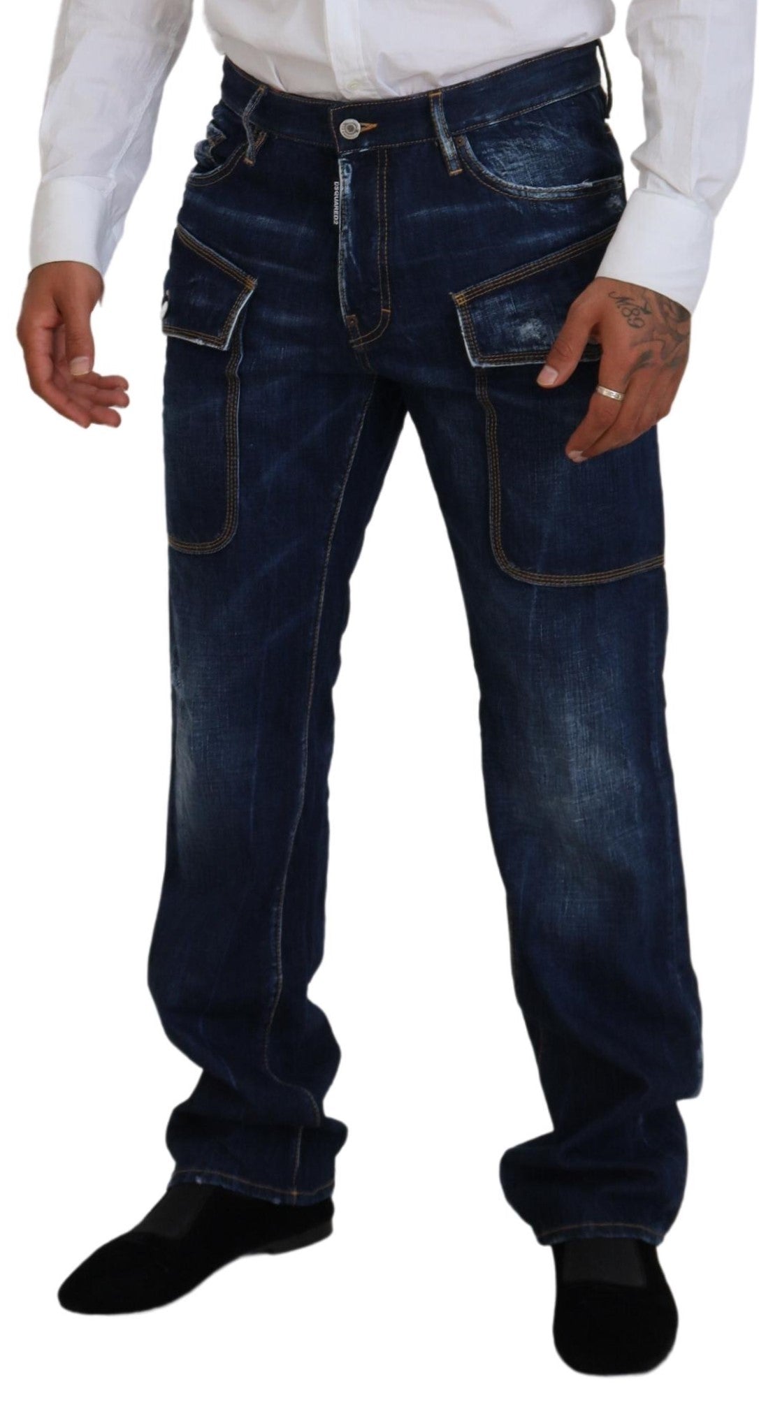 Vaqueros cargo informales de algodón lavado azul para hombre de Dsquared²