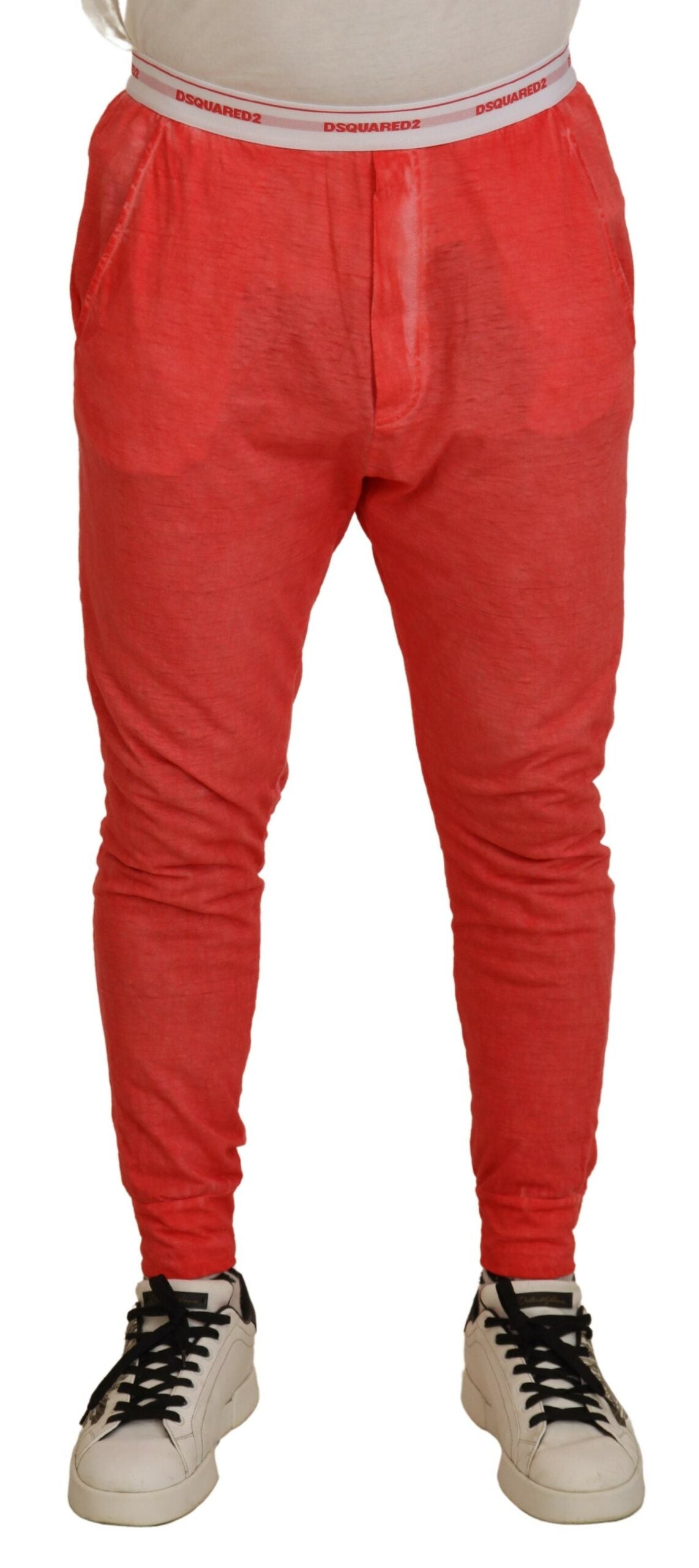 Pantalones con cintura elástica y logotipo de algodón color naranja de Dsquared² para hombre