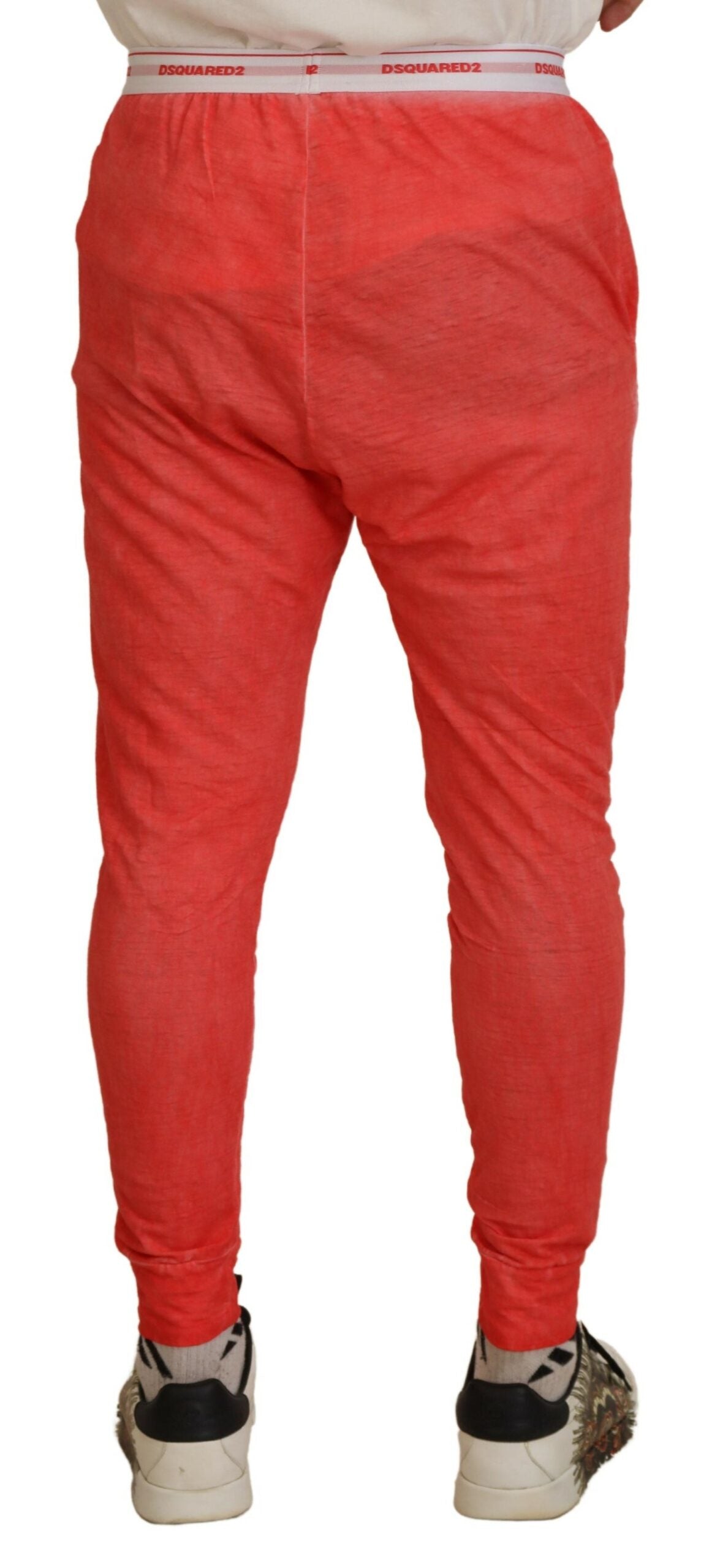 Pantalones con cintura elástica y logotipo de algodón color naranja de Dsquared² para hombre