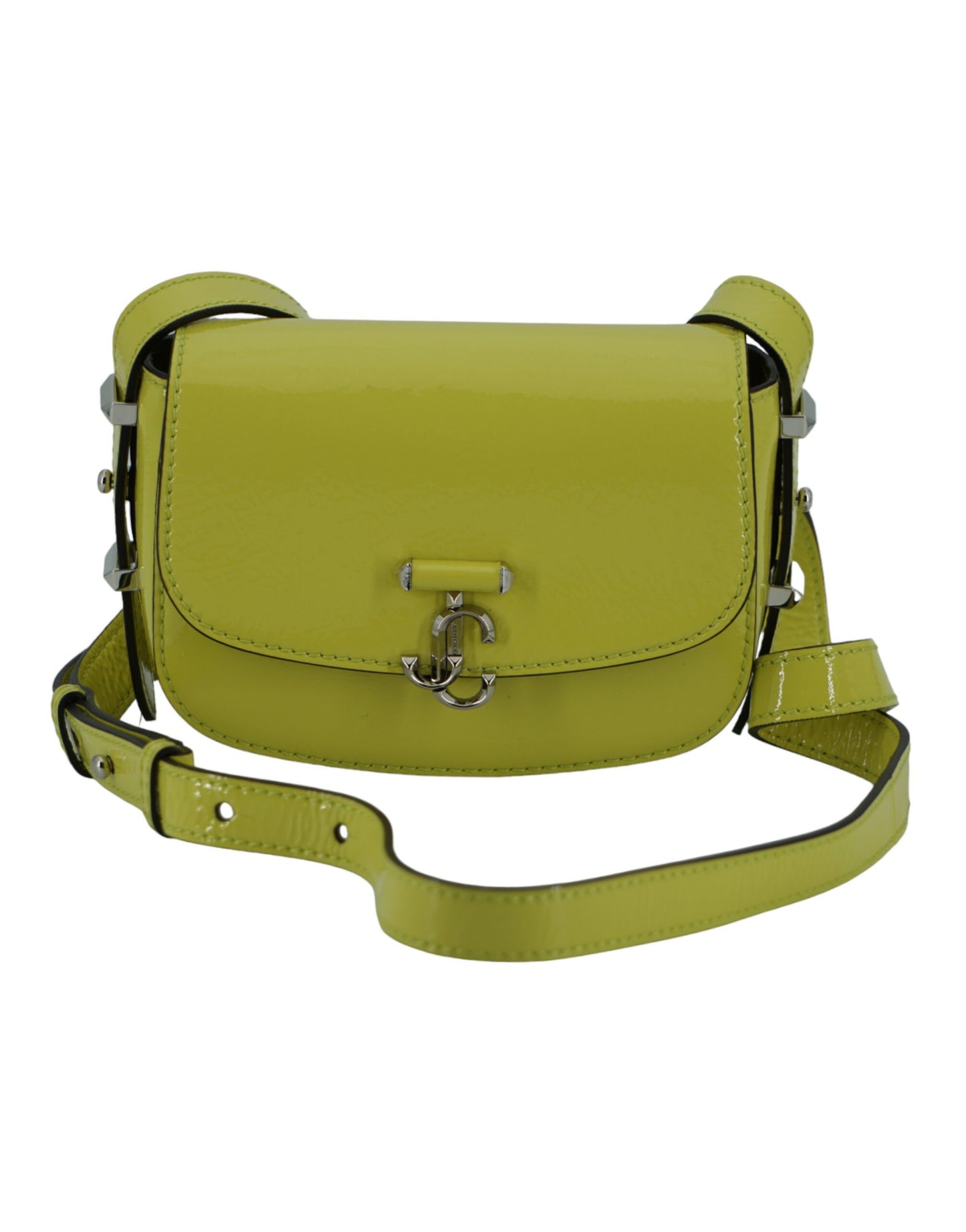 Bolso de hombro pequeño de cuero amarillo lima