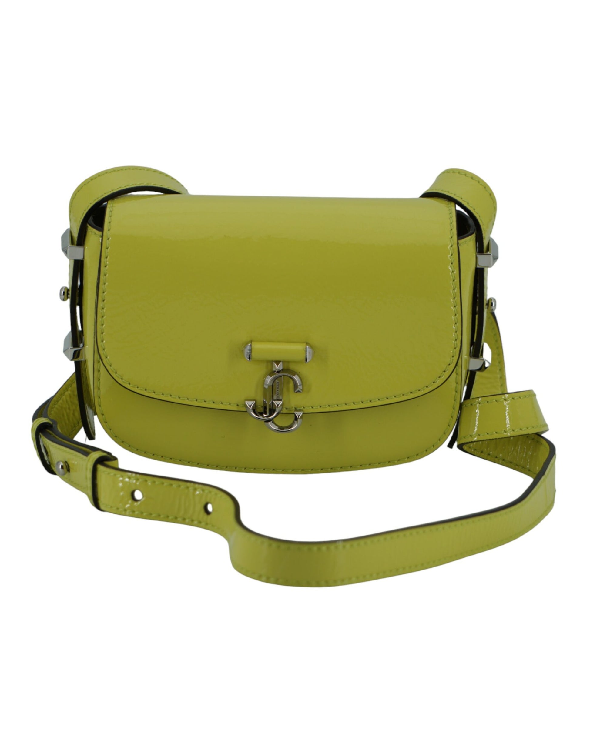 Bolso de hombro pequeño de cuero amarillo lima