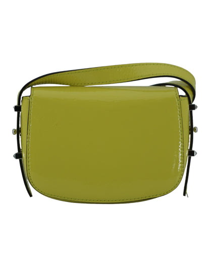 Bolso de hombro pequeño de cuero amarillo lima