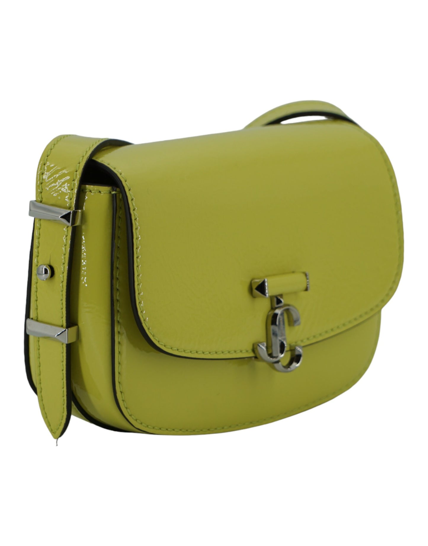 Bolso de hombro pequeño de cuero amarillo lima