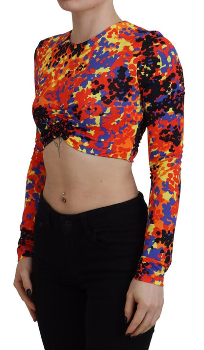 Blusa corta de manga larga con estampado multicolor de Dsquared²