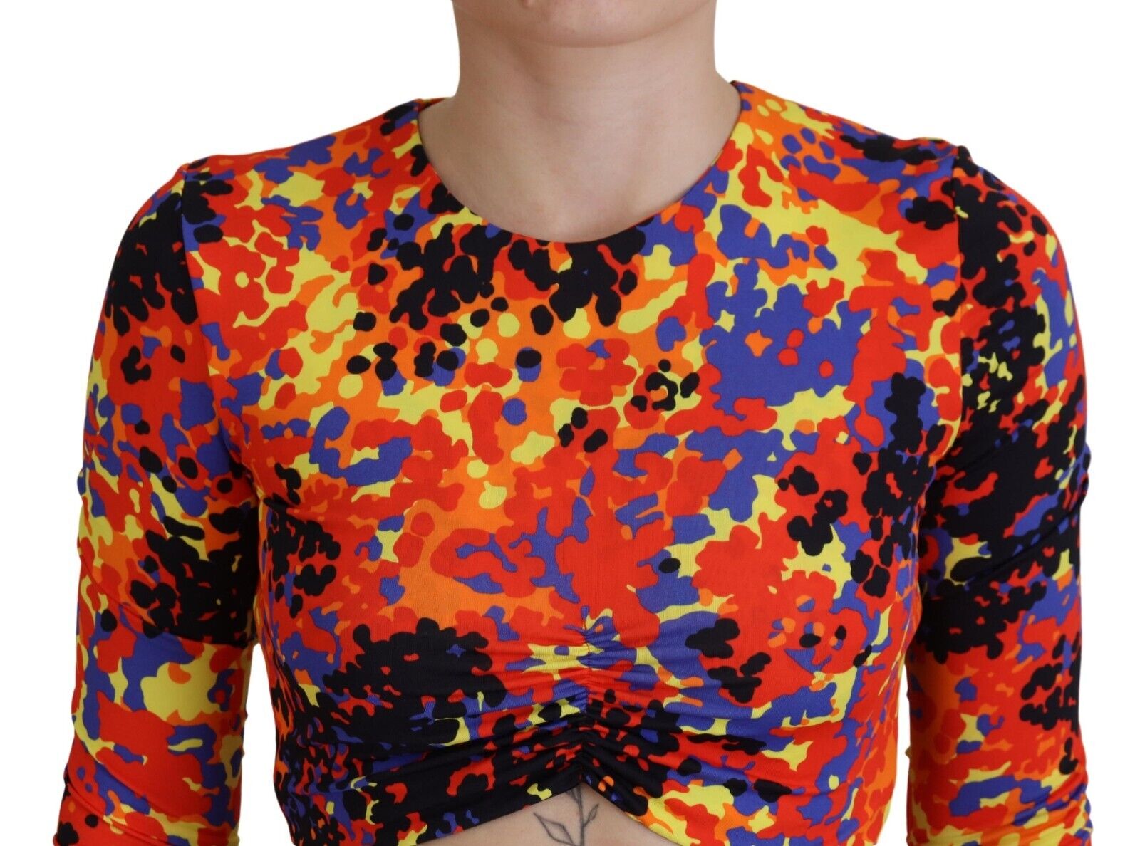 Blusa corta de manga larga con estampado multicolor de Dsquared²