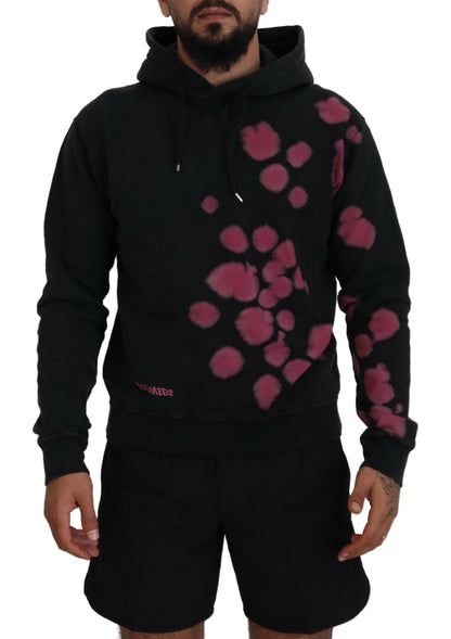 Sudadera con capucha y efecto tie-dye de algodón de color negro de Dsquared²