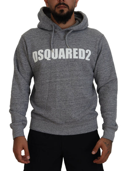 Suéter con capucha y estampado del logotipo de algodón gris Dsquared² para hombre