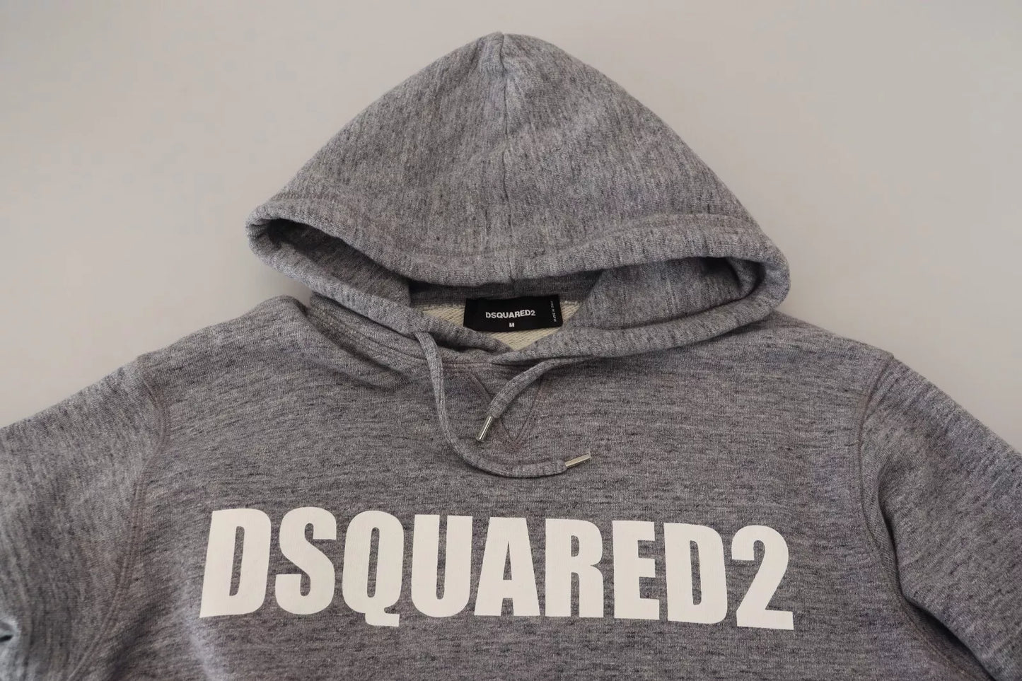 Suéter con capucha y estampado del logotipo de algodón gris Dsquared² para hombre