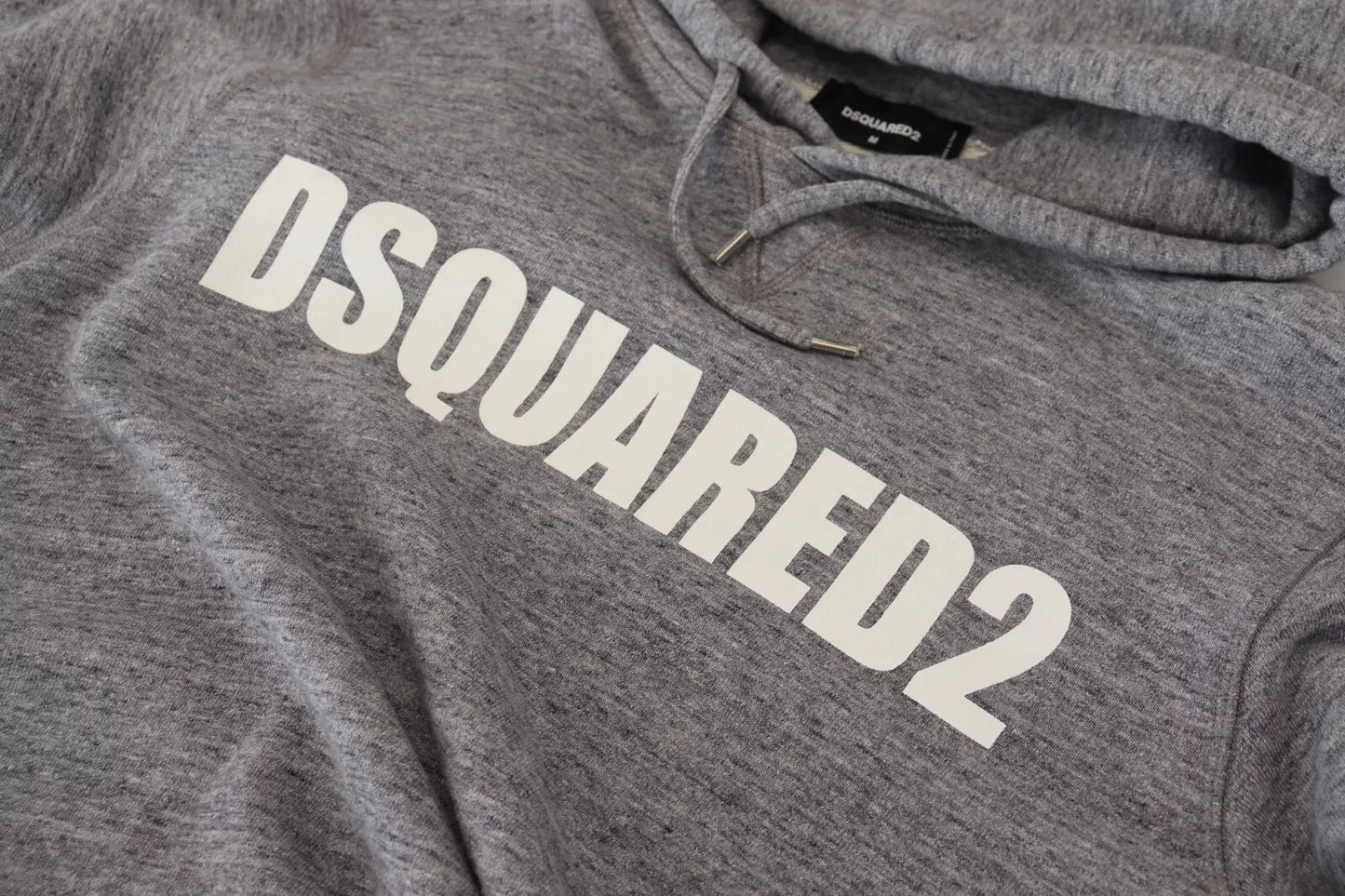 Suéter con capucha y estampado del logotipo de algodón gris Dsquared² para hombre